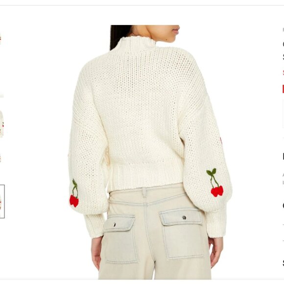 New Chunky Knit Sweater  cherry mock neck - Picture 5 of 9